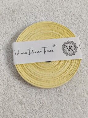 2 Rolls Of Satin Ribbon. Vinex Decor Trade. Yellow & Gray
